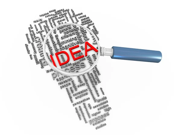 Magnifier bulb idea wordcloud — Stock Photo, Image