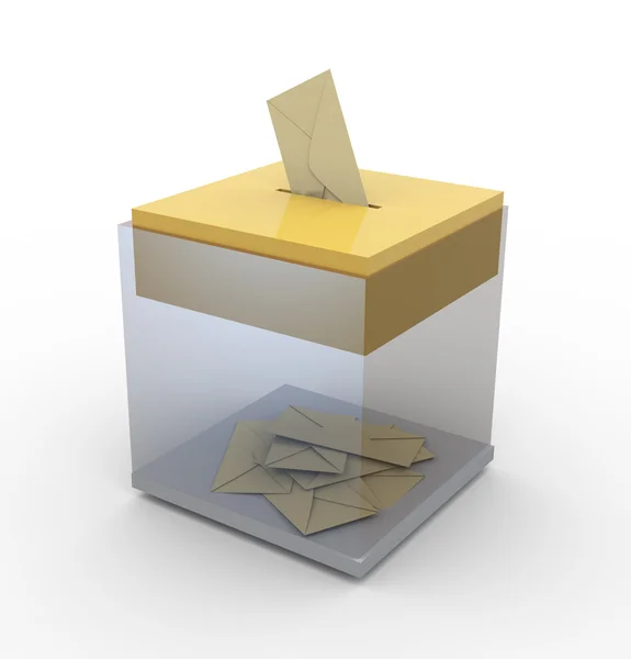 Прозрачная коробка с конвертами — стоковое фото