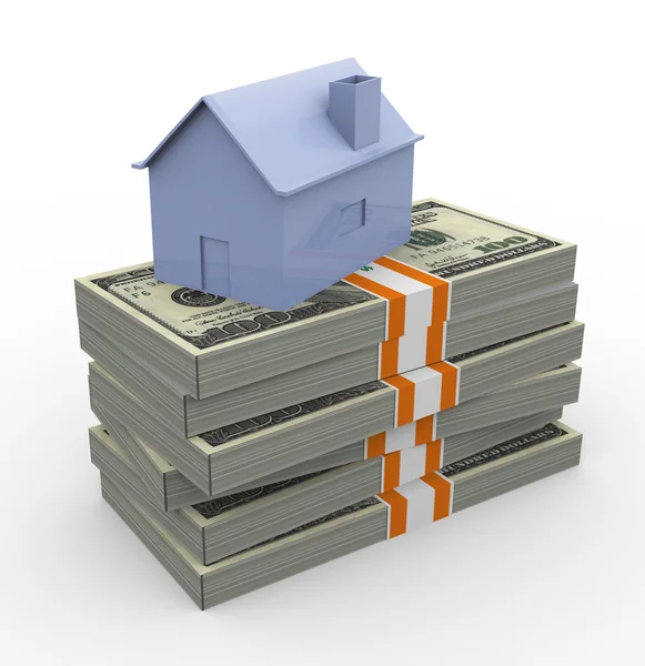 3D hus på dollarsedlar — Stockfoto