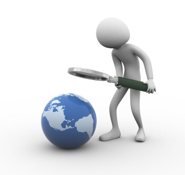 3d man globe searching clipart