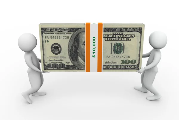 3D-mannen met dollar pack — Stockfoto