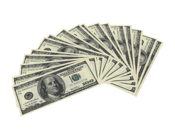 Billetes en dólares abanicados —  Fotos de Stock