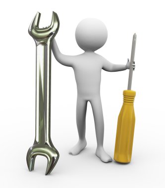 3d man with repairing tools clipart