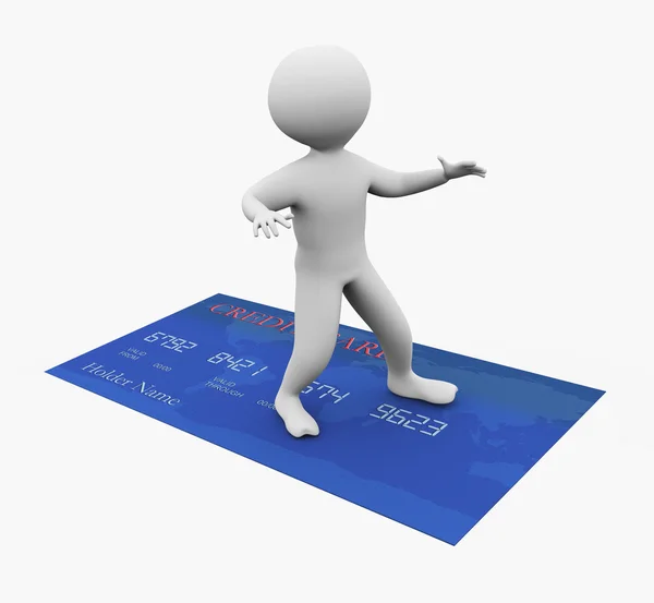 3D человек и кредитная карта — стоковое фото