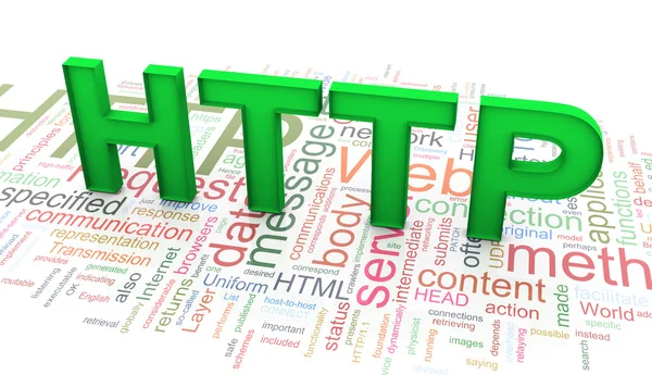 3D-text "Http" på http wordclod bakgrunden — Stockfoto