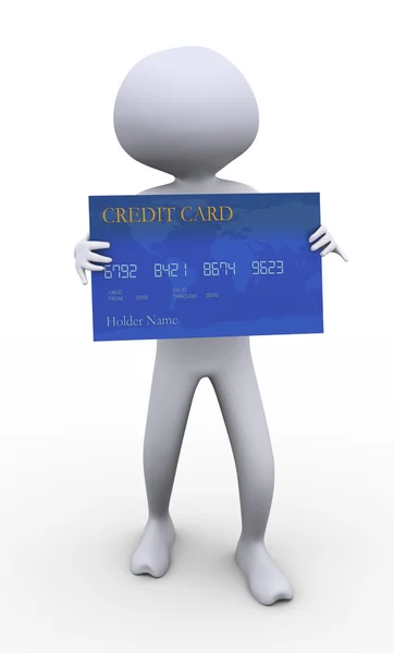 3D man holding kredi kartı — Stok fotoğraf