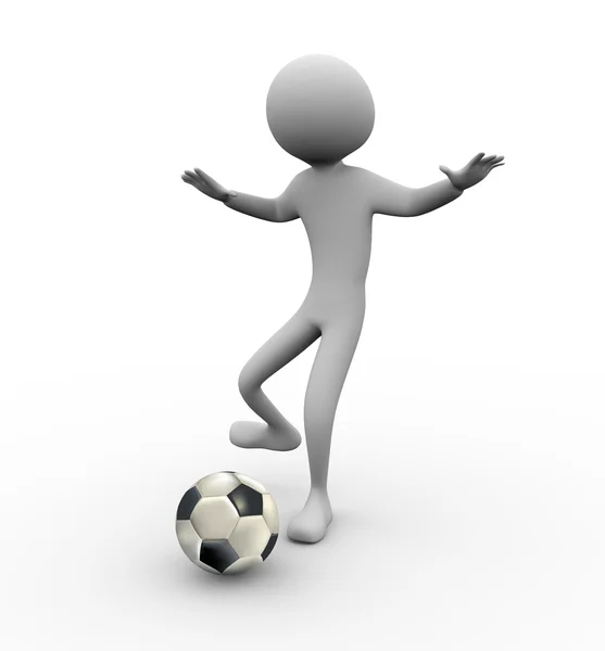 3d 立体人与足球 — 图库照片