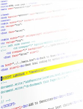 Closeup of html code clipart