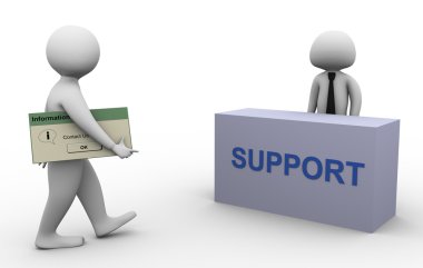 3d man contacting support clipart