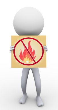 3d man with no fire sign clipart