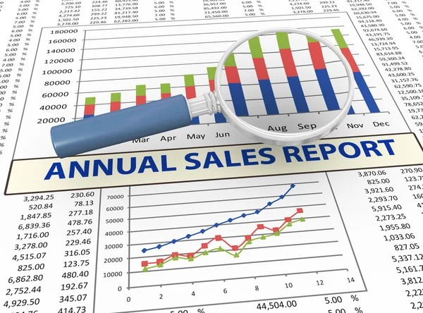 3d magnifier and sales report — Stock Fotó