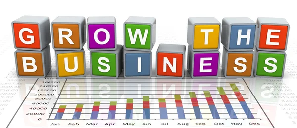 3d buzzword text 'grow the business' — Stok fotoğraf