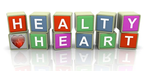 3D-Schlagworttext "gesundes Herz" Stockbild