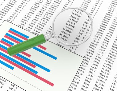 Magnifier and spreadsheet clipart