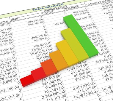 3d progress bar on trial balance sheet clipart