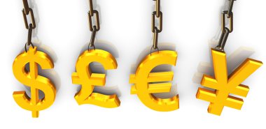 3d hanged currencies symbols clipart