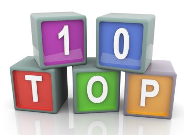 3d colorful text 'top 10' clipart