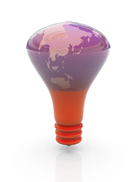 3d globe in side bulb — Stok fotoğraf