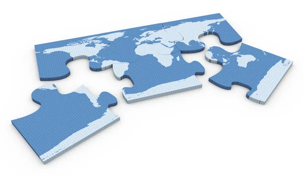 3D puzzle mapę świata — Zdjęcie stockowe