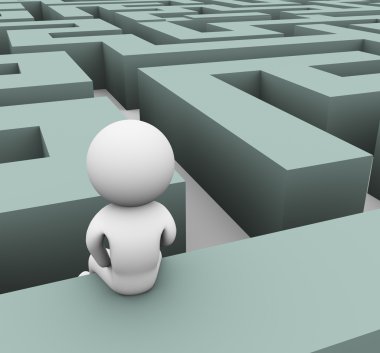 3d man lost in maze clipart