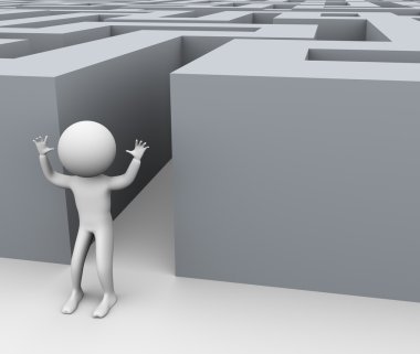 3d successful man and maze clipart