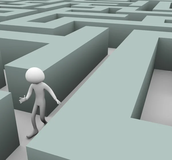 3d man Lost in maze — Stock Photo, Image