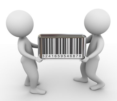 3d men and barcode clipart