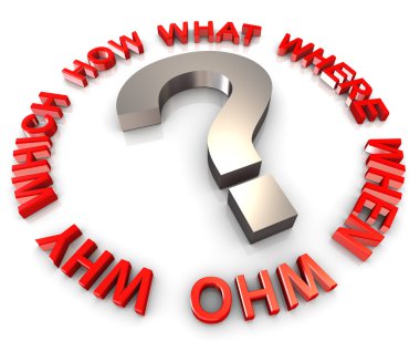 3d question words in circle clipart