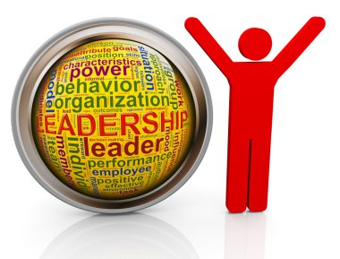 3d man with Leadership wordcloud clipart