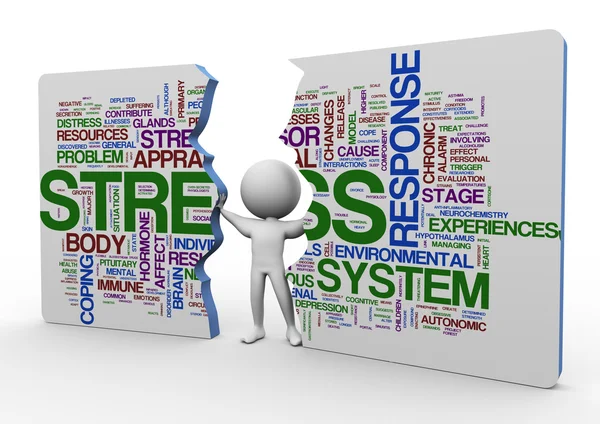 3d man and stress wordcloud — Stock Photo, Image