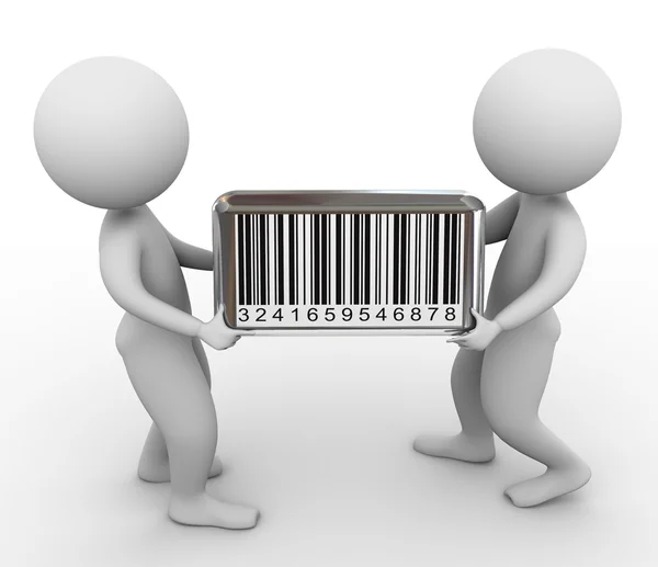 3d men and barcode — Zdjęcie stockowe