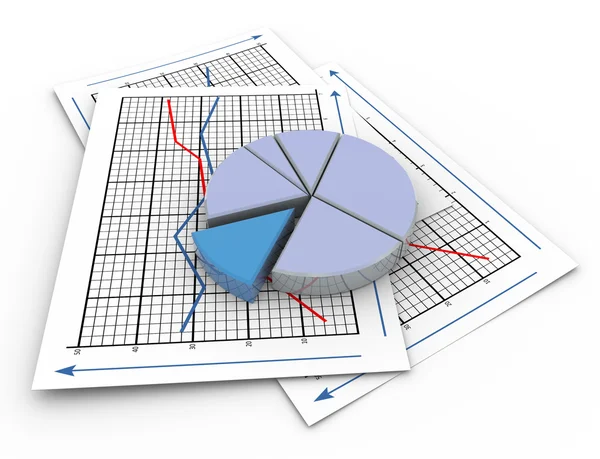 3D-cirkeldiagram op grafiek papier — Stockfoto