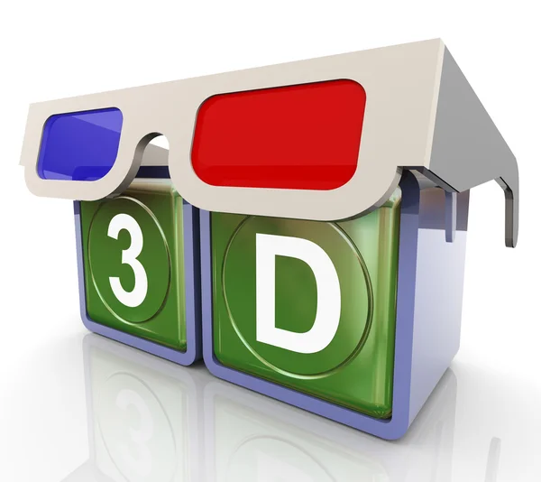3D-Brille mit 3D-Text — Stockfoto