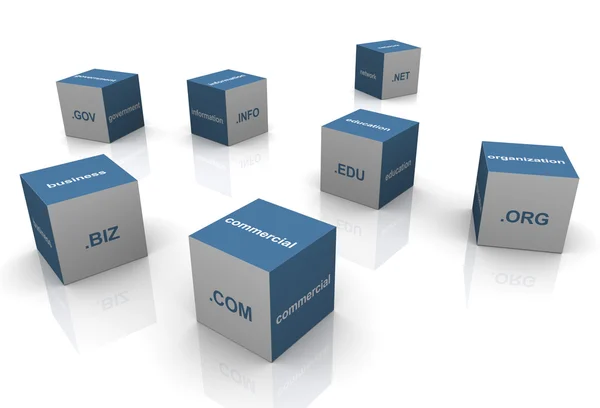 Textboxen für die 3d-Domain-Erweiterung — Stockfoto