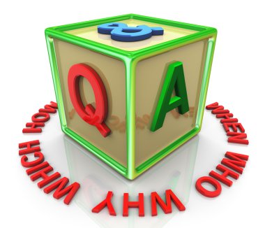 3d colorful question answer cube clipart