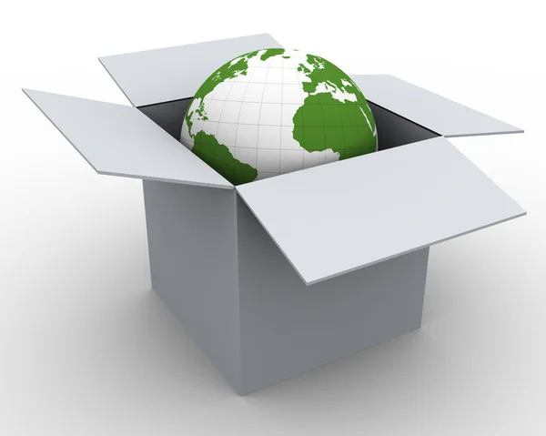 3D Globus in der Box — Stockfoto