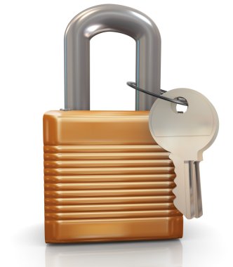 3d Padlock and keys clipart