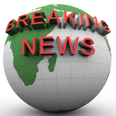 3d globe with attached breakikng news clipart