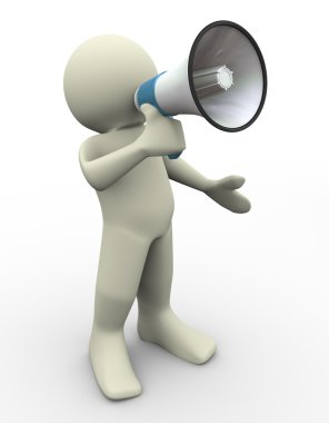 3d man with megaphone clipart