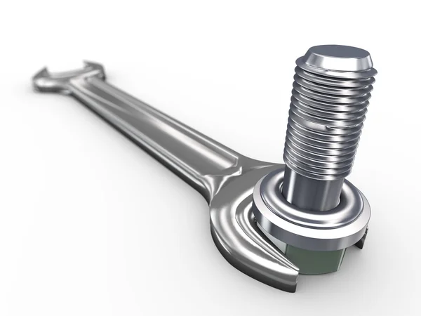 3d wrench and bolt — Stock Photo, Image