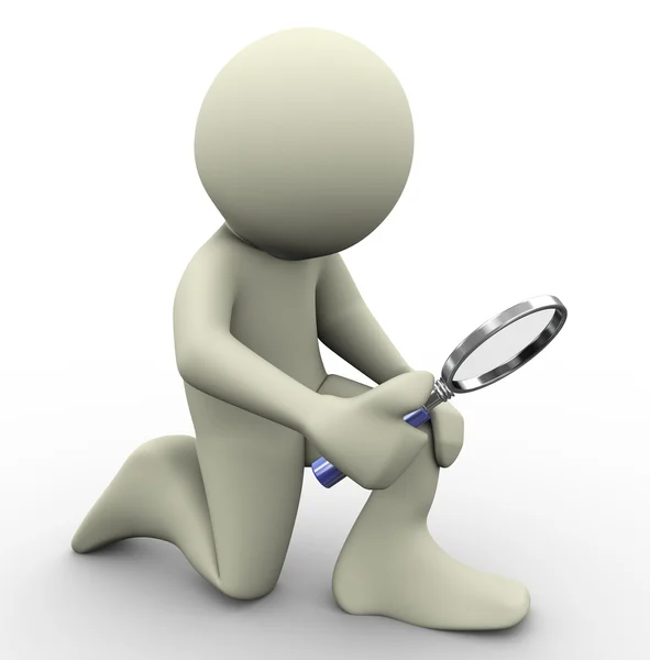 3d man magnifying glass — Stock Photo, Image