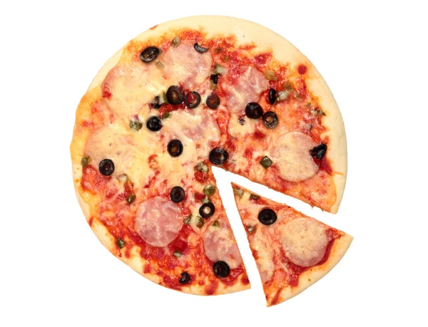 Πίτσα με ζαμπόν και ελιές — Φωτογραφία Αρχείου