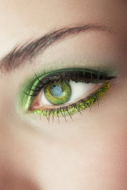 Eye of woman with green make-up clipart