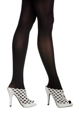 Woman legs in white shoes clipart