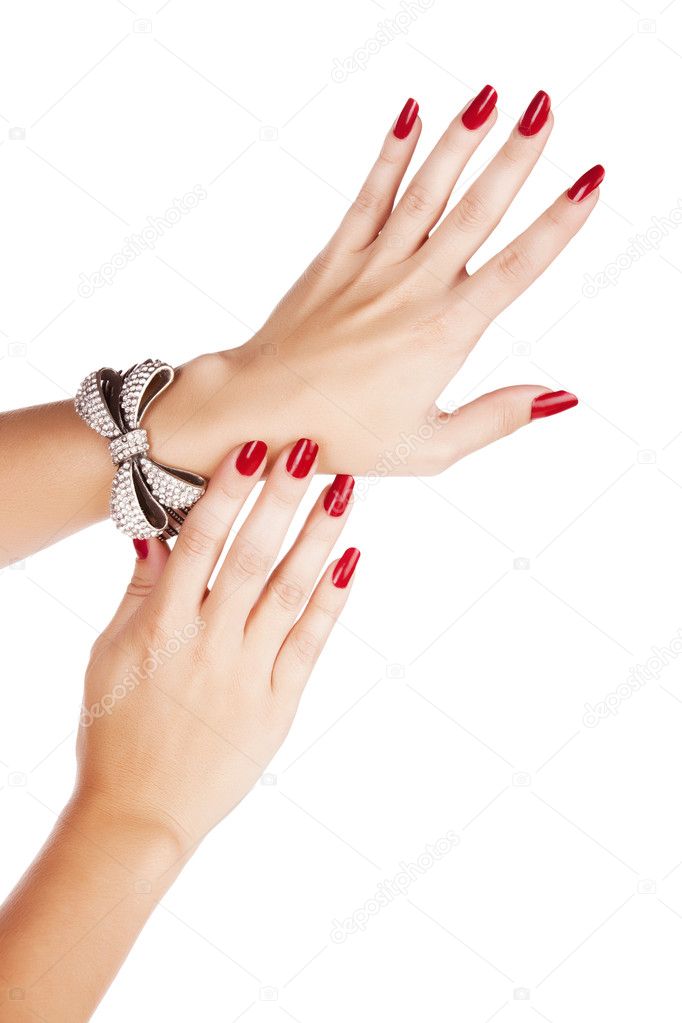 Woman with manicure and bracelet
