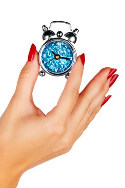 Woman hand with a clock clipart