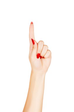 Woman finger pointing clipart