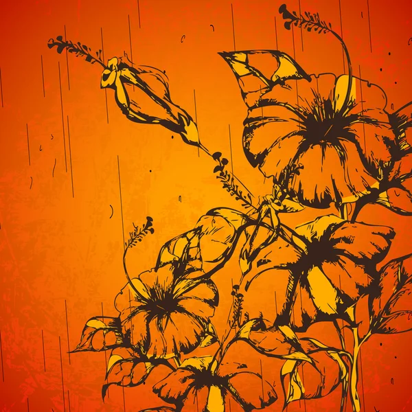 Grungy Fleur rétro — Image vectorielle