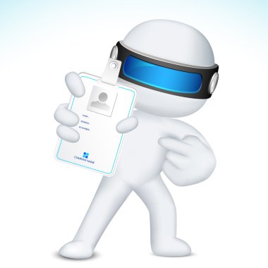 3d Man in Vector showing Identity Card clipart