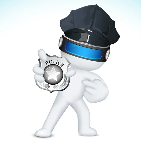 3D człowieka w wektor wyświetlone odznaka policja — Wektor stockowy